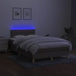 vidaXL Pat cu arcuri, saltea și LED, gri taupe, 120x190 cm, textil vidaXL Pat cu arcuri, saltea și LED, gri taupe, 120x190 cm, textil