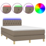 vidaXL Pat cu arcuri, saltea și LED, gri taupe, 120x190 cm, textil vidaXL Pat cu arcuri, saltea și LED, gri taupe, 120x190 cm, textil
