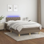 vidaXL Pat cu arcuri, saltea și LED, gri taupe, 120x190 cm, textil vidaXL Pat cu arcuri, saltea și LED, gri taupe, 120x190 cm, textil