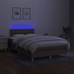 vidaXL Pat cu arcuri, saltea și LED, gri taupe, 120x190 cm, textil vidaXL Pat cu arcuri, saltea și LED, gri taupe, 120x190 cm, textil