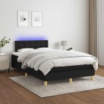 vidaXL Pat cu arcuri, saltea și LED, negru, 120x190 cm, textil vidaXL Pat cu arcuri, saltea și LED, negru, 120x190 cm, textil