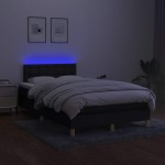 vidaXL Pat cu arcuri, saltea și LED, negru, 120x190 cm, textil vidaXL Pat cu arcuri, saltea și LED, negru, 120x190 cm, textil