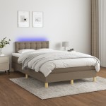 vidaXL Pat cu arcuri, saltea și LED, gri taupe, 120x190 cm, textil vidaXL Pat cu arcuri, saltea și LED, gri taupe, 120x190 cm, textil