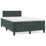 vidaXL Pat cu arcuri, saltea și LED, verde închis, 120x190 cm, catifea vidaXL Pat cu arcuri, saltea și LED, verde închis, 120x190 cm, catifea
