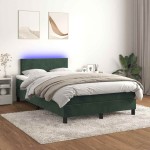 vidaXL Pat cu arcuri, saltea și LED, verde închis, 120x190 cm, catifea vidaXL Pat cu arcuri, saltea și LED, verde închis, 120x190 cm, catifea