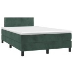 vidaXL Pat cu arcuri, saltea și LED, verde închis, 120x190 cm, catifea vidaXL Pat cu arcuri, saltea și LED, verde închis, 120x190 cm, catifea