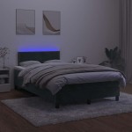 vidaXL Pat cu arcuri, saltea și LED, verde închis, 120x190 cm, catifea vidaXL Pat cu arcuri, saltea și LED, verde închis, 120x190 cm, catifea