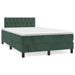 vidaXL Pat cu arcuri, saltea și LED, verde închis, 120x190 cm, catifea vidaXL Pat cu arcuri, saltea și LED, verde închis, 120x190 cm, catifea