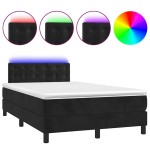 vidaXL Pat cu arcuri, saltea și LED, negru, 120x190 cm, catifea vidaXL Pat cu arcuri, saltea și LED, negru, 120x190 cm, catifea