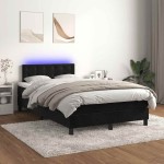 vidaXL Pat cu arcuri, saltea și LED, negru, 120x190 cm, catifea vidaXL Pat cu arcuri, saltea și LED, negru, 120x190 cm, catifea