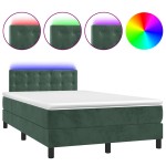 vidaXL Pat cu arcuri, saltea și LED, verde închis, 120x190 cm, catifea vidaXL Pat cu arcuri, saltea și LED, verde închis, 120x190 cm, catifea