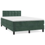 vidaXL Pat cu arcuri, saltea și LED, verde închis, 120x190 cm, catifea vidaXL Pat cu arcuri, saltea și LED, verde închis, 120x190 cm, catifea