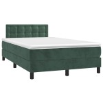vidaXL Pat cu arcuri, saltea și LED, verde închis, 120x190 cm, catifea vidaXL Pat cu arcuri, saltea și LED, verde închis, 120x190 cm, catifea