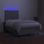 vidaXL Pat cu arcuri, saltea și LED, gri deschis, 120x190 cm, textil