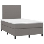 vidaXL Pat cu arcuri, saltea și LED, gri închis, 120x190 cm, textil
