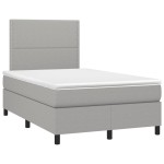 vidaXL Pat cu arcuri, saltea și LED, gri deschis, 120x190 cm, textil