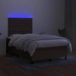 vidaXL Pat cu arcuri, saltea și LED, negru, 120x190 cm, textil
