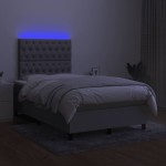 vidaXL Pat cu arcuri, saltea și LED, gri deschis, 120x190 cm, textil