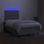 vidaXL Pat cu arcuri, saltea și LED, gri deschis, 120x190 cm, textil