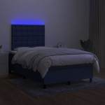 vidaXL Pat cu arcuri, saltea și LED, albastru, 120x190 cm, textil vidaXL Pat cu arcuri, saltea și LED, albastru, 120x190 cm, textil
