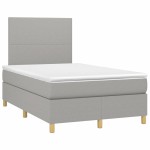vidaXL Pat cu arcuri, saltea și LED, gri deschis, 120x190 cm, textil