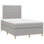 vidaXL Pat cu arcuri, saltea și LED, gri deschis, 120x190 cm, textil