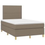 vidaXL Pat cu arcuri, saltea și LED, gri taupe, 120x190 cm, textil