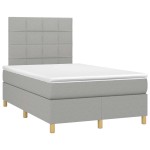 vidaXL Pat cu arcuri, saltea și LED, gri deschis, 120x190 cm, textil