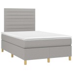 vidaXL Pat cu arcuri, saltea și LED, gri deschis, 120x190 cm, textil