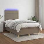 vidaXL Pat cu arcuri, saltea și LED, gri taupe, 120x190 cm, textil vidaXL Pat cu arcuri, saltea și LED, gri taupe, 120x190 cm, textil