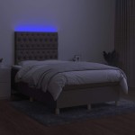 vidaXL Pat cu arcuri, saltea și LED, gri taupe, 120x190 cm, textil vidaXL Pat cu arcuri, saltea și LED, gri taupe, 120x190 cm, textil
