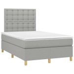 vidaXL Pat cu arcuri, saltea și LED, gri deschis, 120x190 cm, textil
