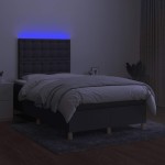 vidaXL Pat cu arcuri, saltea și LED, gri închis, 120x190 cm, textil