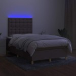 vidaXL Pat cu arcuri, saltea și LED, gri taupe, 120x190 cm, textil vidaXL Pat cu arcuri, saltea și LED, gri taupe, 120x190 cm, textil