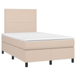 vidaXL Pat cu arcuri, cu saltea și LED cappuccino 120x190 cm piele eco vidaXL Pat cu arcuri, cu saltea și LED cappuccino 120x190 cm piele eco