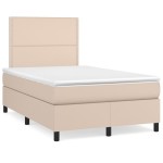 vidaXL Pat cu arcuri, cu saltea și LED cappuccino 120x190 cm piele eco vidaXL Pat cu arcuri, cu saltea și LED cappuccino 120x190 cm piele eco