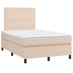 vidaXL Pat cu arcuri, cu saltea și LED cappuccino 120x190 cm piele eco vidaXL Pat cu arcuri, cu saltea și LED cappuccino 120x190 cm piele eco