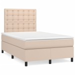 vidaXL Pat cu arcuri, cu saltea și LED cappuccino 120x190 cm piele eco vidaXL Pat cu arcuri, cu saltea și LED cappuccino 120x190 cm piele eco