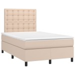 vidaXL Pat cu arcuri, cu saltea și LED cappuccino 120x190 cm piele eco vidaXL Pat cu arcuri, cu saltea și LED cappuccino 120x190 cm piele eco
