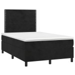 vidaXL Pat cu arcuri, saltea și LED, negru, 120x190 cm, catifea