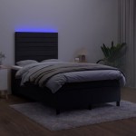 vidaXL Pat cu arcuri, saltea și LED, negru, 120x190 cm, catifea vidaXL Pat cu arcuri, saltea și LED, negru, 120x190 cm, catifea
