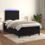 vidaXL Pat cu arcuri, saltea și LED, negru, 120x190 cm, catifea vidaXL Pat cu arcuri, saltea și LED, negru, 120x190 cm, catifea