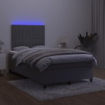 vidaXL Pat cu arcuri, saltea și LED, gri închis, 120x190 cm, catifea