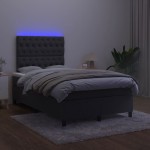 vidaXL Pat cu arcuri, saltea și LED, negru, 120x190 cm, catifea vidaXL Pat cu arcuri, saltea și LED, negru, 120x190 cm, catifea