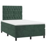 vidaXL Pat cu arcuri, saltea și LED, verde închis, 120x190 cm, catifea vidaXL Pat cu arcuri, saltea și LED, verde închis, 120x190 cm, catifea