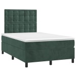 vidaXL Pat cu arcuri, saltea și LED, verde închis, 120x190 cm, catifea vidaXL Pat cu arcuri, saltea și LED, verde închis, 120x190 cm, catifea