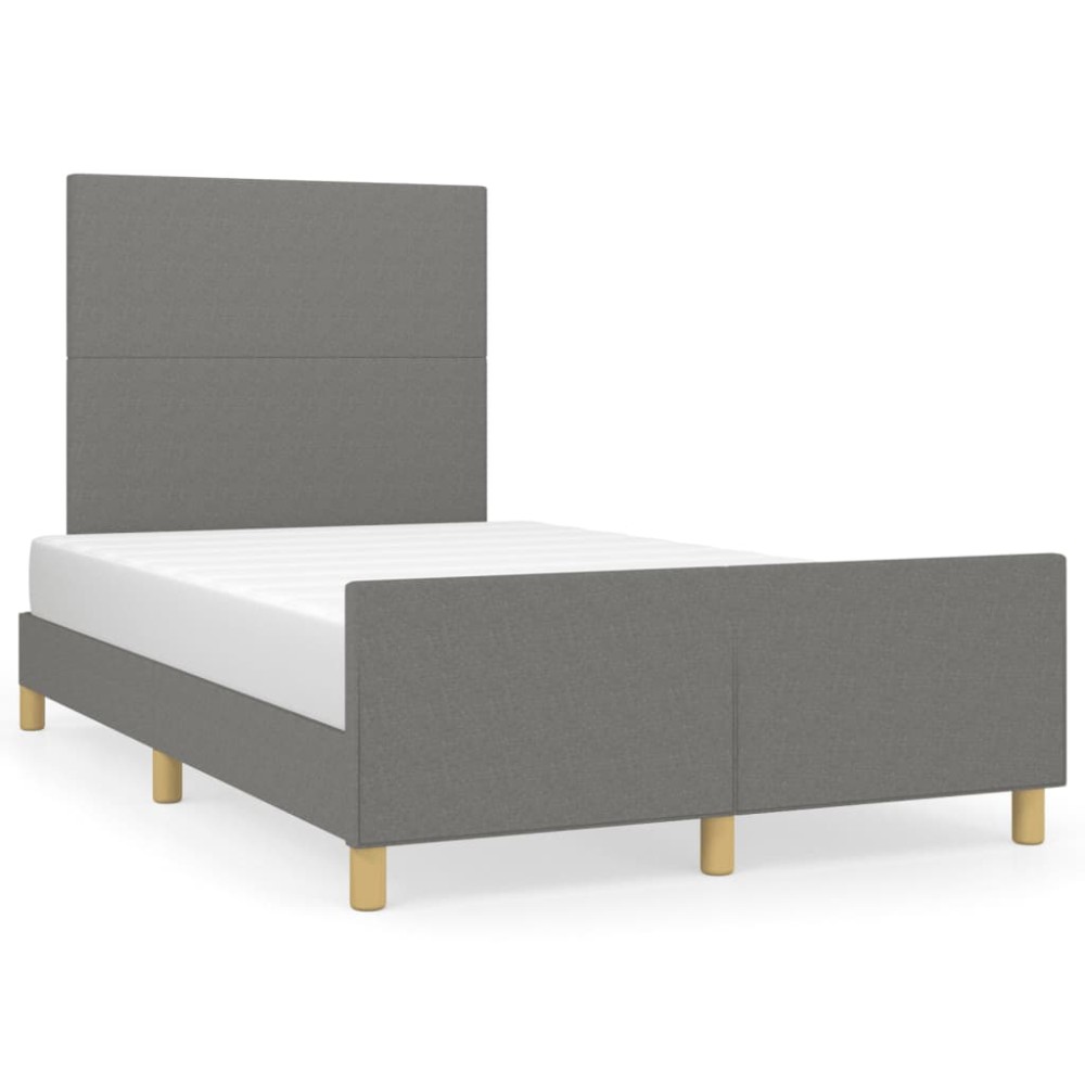 vidaXL Cadru de pat fără saltea gri închis 120x190 cm țesătură