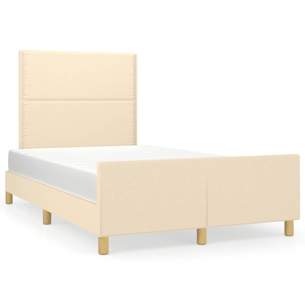 vidaXL Cadru de pat fără saltea cremă 120x190 cm țesătură