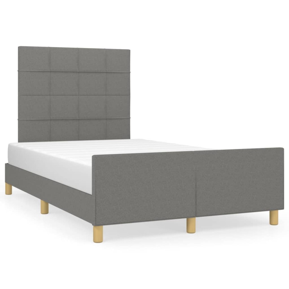 vidaXL Cadru de pat fără saltea gri închis 120x190 cm țesătură