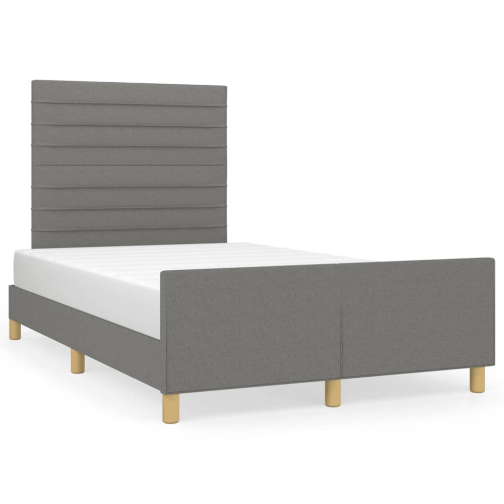 vidaXL Cadru de pat fără saltea gri închis 120x190 cm țesătură